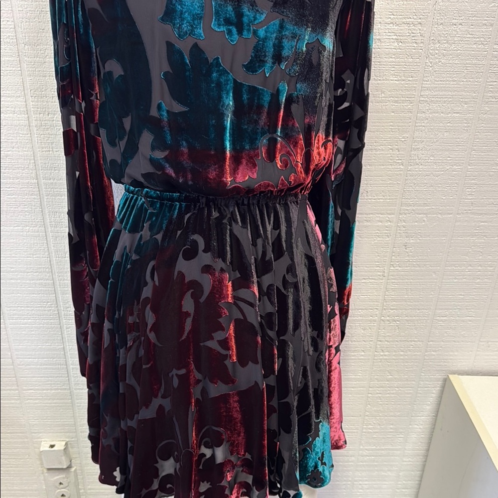 Caroline Constas- Elegant Multicolor Velvet Wrap Dress - Picture 6 of 6
